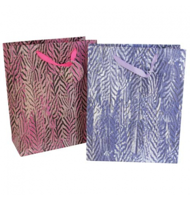 Geschenktasche 41241 Geschenktragetasche | 32x26x12cm, allgemein, Schleifenband mit Anhänger, beflockt, 26cm x 32cm